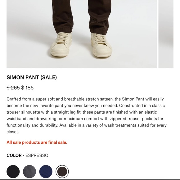 Cotton Citizen Men’s The Simon Pant in Black Size Small NEW Casual Pants - Picture 13 of 13